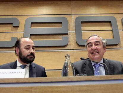 Bernardo Aguilera, director de asuntos económicos y europeos en CEOE, y Juan Rosell, Presidente de CEOE.