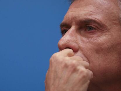 Mauricio Macri em entrevista coletiva na última segunda-feira, após da derrota eleitoral nas primárias