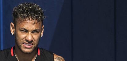 Neymar, en un entrenamiento en Nueva York.