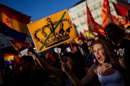 Marcha a favor de um referendo sobre a Monarquia em Madri.