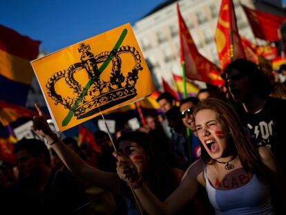 Marcha a favor de um referendo sobre a Monarquia em Madri.