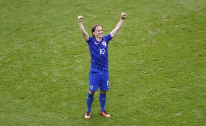 Luka Modric festeja el triunfo de Croacia sobre Turquía