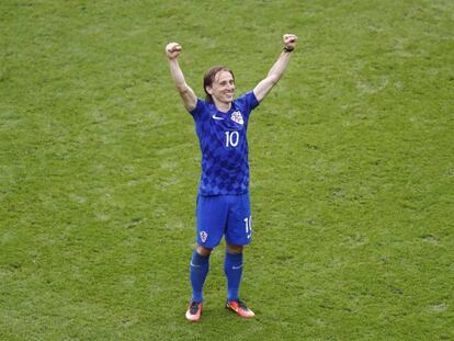 Luka Modric festeja el triunfo de Croacia sobre Turqu&iacute;a