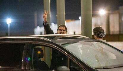 Jordi Cuixart, saliendo de prisión en enero.