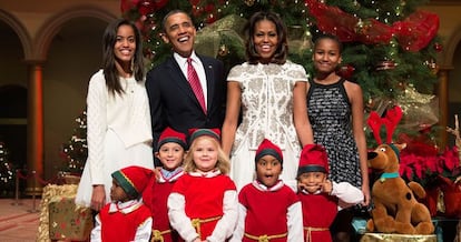 Postal navide&ntilde;a de la familia Obama. 