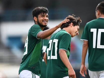 Aguirre, Lainez y Alvarado, durante un torneo en Toulon. 