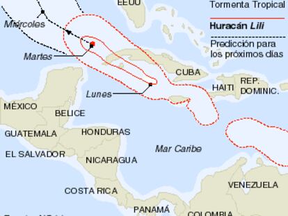 El huracán Lili se acerca a Cuba