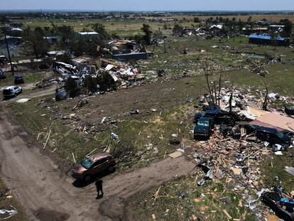 Casas destruidas por los tornados que azotaron Valley View en Texas este mes de mayo de 2024
