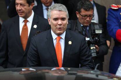 El presidente colombiano, Iván Duque, este martes en Quito. 