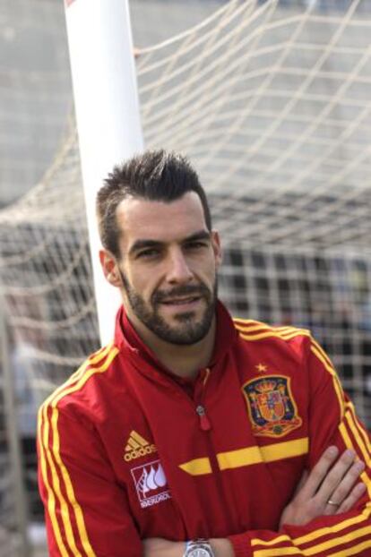 Álvaro Negredo, en la Ciudad del Fútbol de Las Rozas.