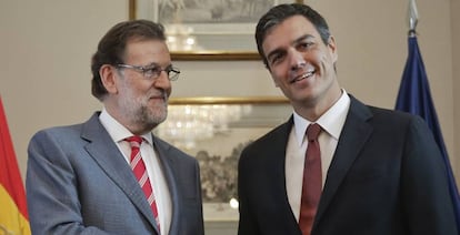 Mariano Rajoy y Pedro Sánchez este miércooles en el Congreso.
