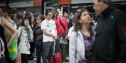 Passengers at Barcelona’s main Sants station.