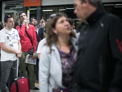 Passengers at Barcelona’s main Sants station.