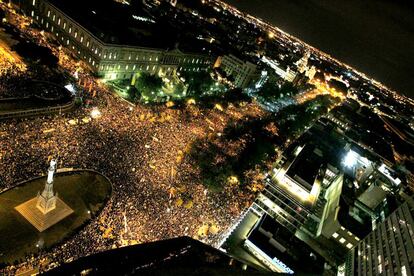 14 de noviembre. Segunda huelga general contra el gobierno de Rajoy. Panorámica de la manifestación que acabó en la plaza de Colón de Madrid y dio cerraba a la jornada de protestas.