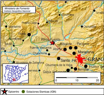 Terremoto en Pinos Puente (Granada) a las ocho de la mañana este lunes.