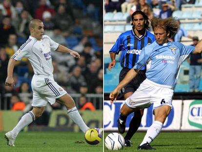 A la izquierda, Cannavaro con el Madrid. A la derecha, Mendieta en su etapa en el Lazio en 2002.