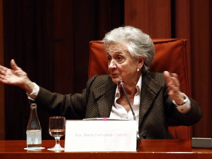 Marta Ferrusola en la comisión parlamentaria sobre su marido, Jordi Pujol, en 2015.