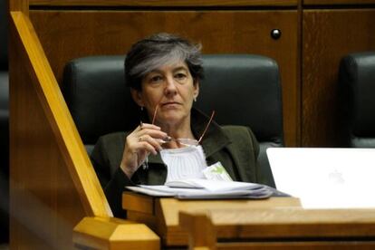 Mintegi, esta mañana en el pleno del Parlamento vasco.