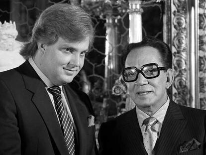 Mario Moreno, con su hijo Mario Moreno Ivanona, en Madrid en 1985.