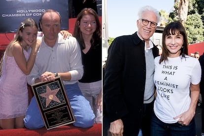 En 1999 Lily Collins acompañó a su padre para colocar su estrella en el paseo de la fama de Hollywood. A la derecha, Mary Steenburgen, la madre de su prometido, Charlie McDowell, con su marido, Ted Danson.