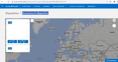 Mapa de Buscar mi dispositivo de Windows 11