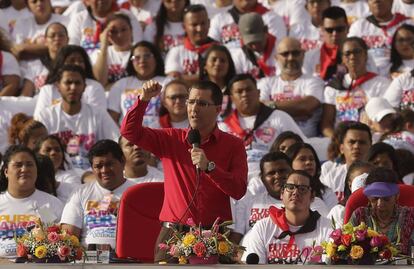 El canciller venezolano, Jorge Arreaza durante un acto de apoyo a Ortega en Nicaragua