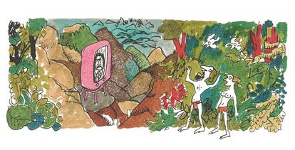 Desenho, 1973. Nanquim, hidrocor e ecoline sobre cartão, 8,9 x 22,1 cm.