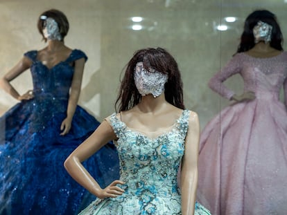 Mannequin's heads are covered in a women's dress store store in Kabul, Afghanistan, Sunday, Dec. 25, 2022. Under the Taliban, the mannequins in women's dress shops across the Afghan capital Kabul are a haunting sight, their heads cloaked in cloth sacks or wrapped in black plastic bags. The hooded mannequins are one symbol of the Taliban's puritanical rule over Afghanistan (AP Photo/Ebrahim Noroozi)