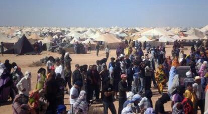 El campamento de protesta saharaui de Agdaym Izik, a unos 15 kilómetros del Aaiún.