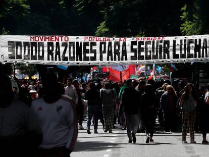 Marcha em Buenos Aires pelos 43 anos do golpe de Estado, em 24 de março.