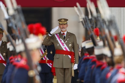 El rey Felipe VI, este martes, en el Monasterio de San Lorenzo de El Escorial.