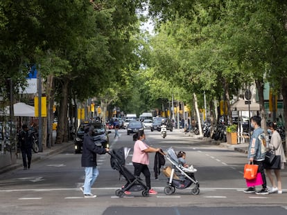 La calle de Mallorca, en el Eixample de Barcelona, ayer.