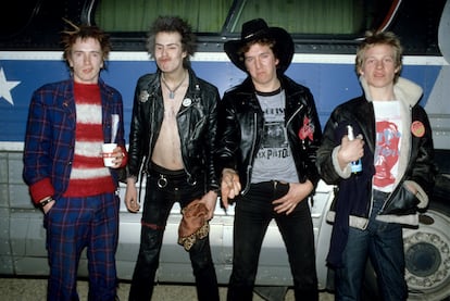 Johnny Rotten (John Lydon), Sid Vicious, Steve Jones y Paul Cook en Estados Unidos en 1978.