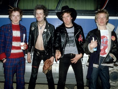 Johnny Rotten (John Lydon), Sid Vicious, Steve Jones y Paul Cook en Estados Unidos en 1978.