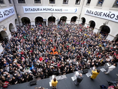 Lectura en Facultad de Derecho de la Universidad de Sao Paulo de uno de los dos manifiestos en defensa de la democracia, el 11 de agosto de 2022.