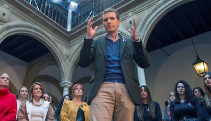 El president del PP, Pablo Casado, el diumenge a Jaén.