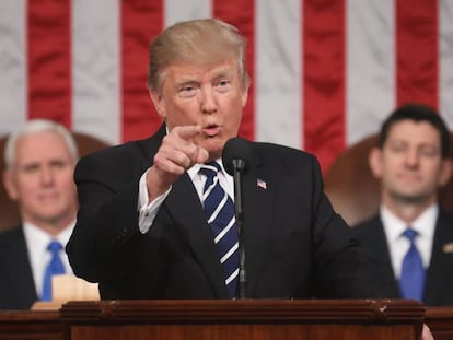 Donald Trump, durante su primer discurso en el Congreso.