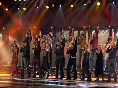 Los concursantes de la segunda edición de 'Operación triunfo', que desencadenó las protestas de parte de la industria musical.