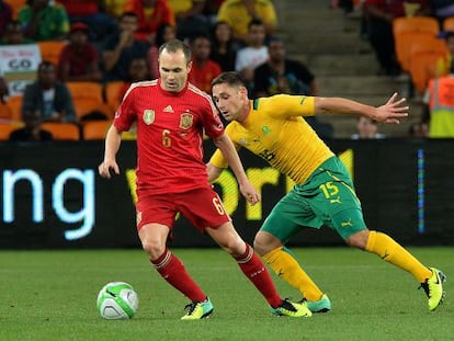 Iniesta, en el último amistoso de España, contra Sudáfrica.