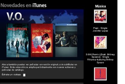 La tienda iTunes de Apple ha empezado a ofrecer filmes en versión original.