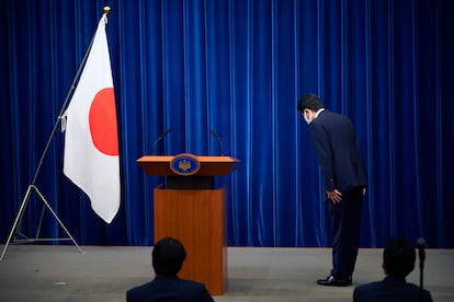 El ex primer ministro japonés, Shinzo Abe, durante una rueda de prensa en agosto en Tokio.