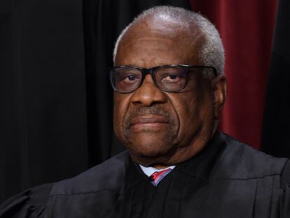 U.S. Supreme Court Justice Clarence Thomas poses for the official photo at the Supreme Court in Washington, in October 2022.