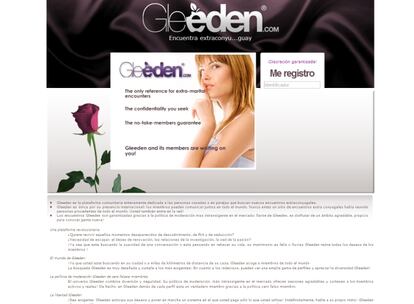 Página de registro en Gleeden.com.