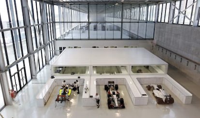 Vista de las instalaciones de la nueva sede permanente de HRT en la Caja Mágica de Madrid