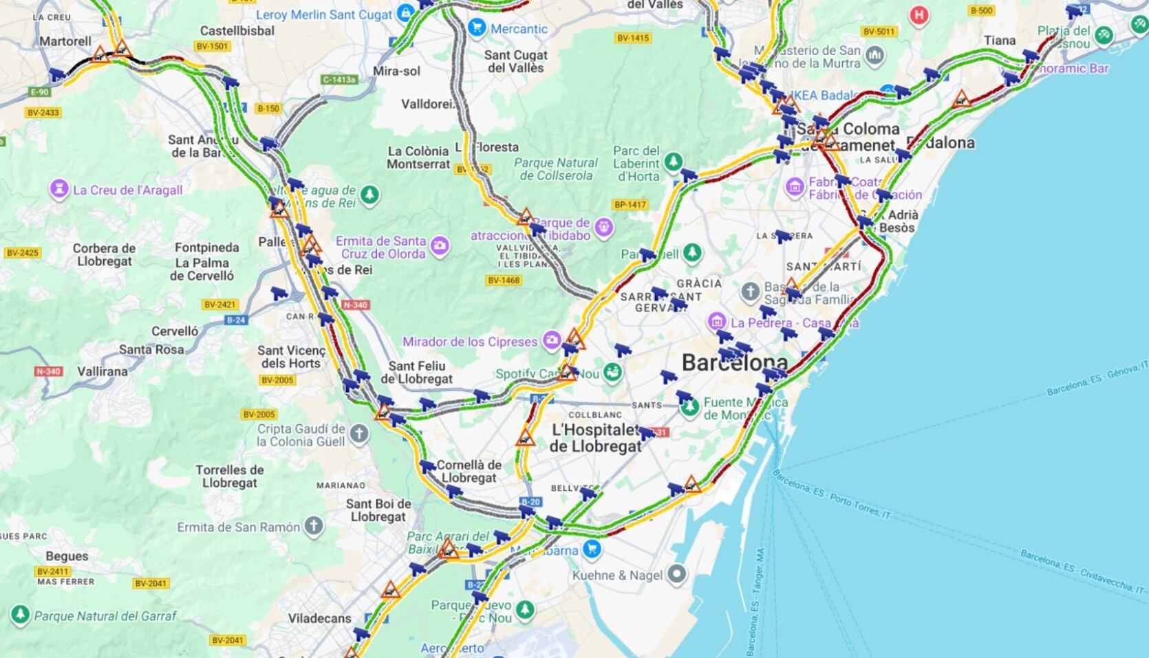 Caos circulatorio en los accesos a Barcelona