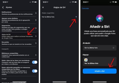Cómo añadir atajos de Siri en Google Fotos.