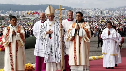 O Papa, em sua visita a Quito.