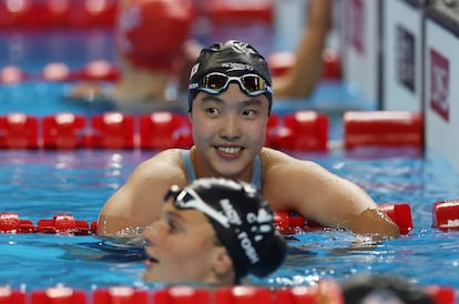 Yu Zidi tras la semifinal en el Mundial de Natación el pasado miércoles.