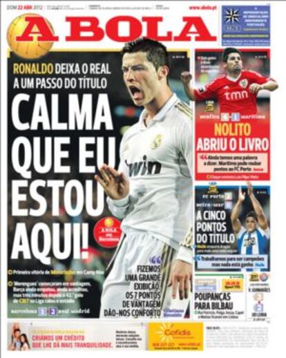 Portada del diario portugués 'A Bola'.
