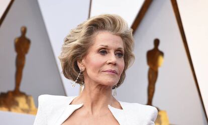 Jane Fonda arrives at the Oscars on Sunday, March 4, 2018, at the Dolby Theatre in Los Angeles.